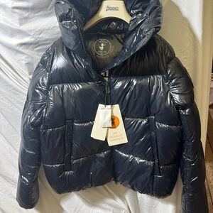 SAVE THE DUCK Shiny Black Puffer Jacket